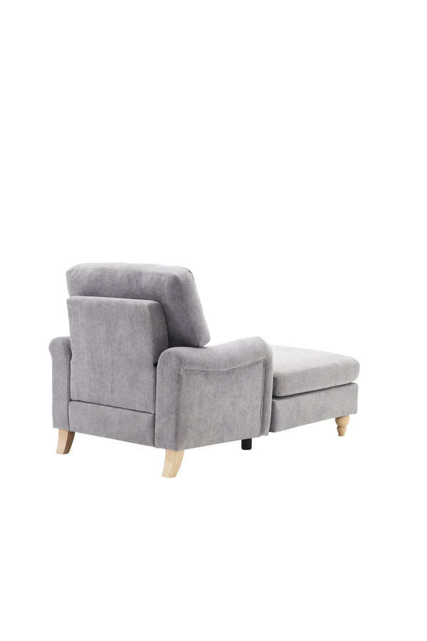 English Elm Modern Mid-Century Oversized Chaise Lounger Sofa Bed with Solid Wood Legs, Deep Seat Comfort Sleeper Grey W2363S00070