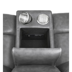 English Elm Masley Grey 3-Piece Reclining Sofa Set with Cup Holders, Storage & Leatherette Accents for Cozy Entertaining B062S01167