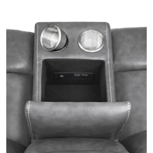 English Elm Masley Grey 3-Piece Reclining Sofa Set with Cup Holders, Storage & Leatherette Accents for Cozy Entertaining B062S01167