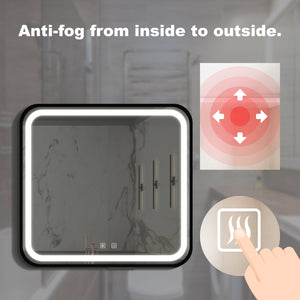 English Elm 32*32inch Black Aluminum LED Vanity Mirror - Dimmable Touch, CRI95, Anti-Fog, Wall Switch, IP54 W1992P210906