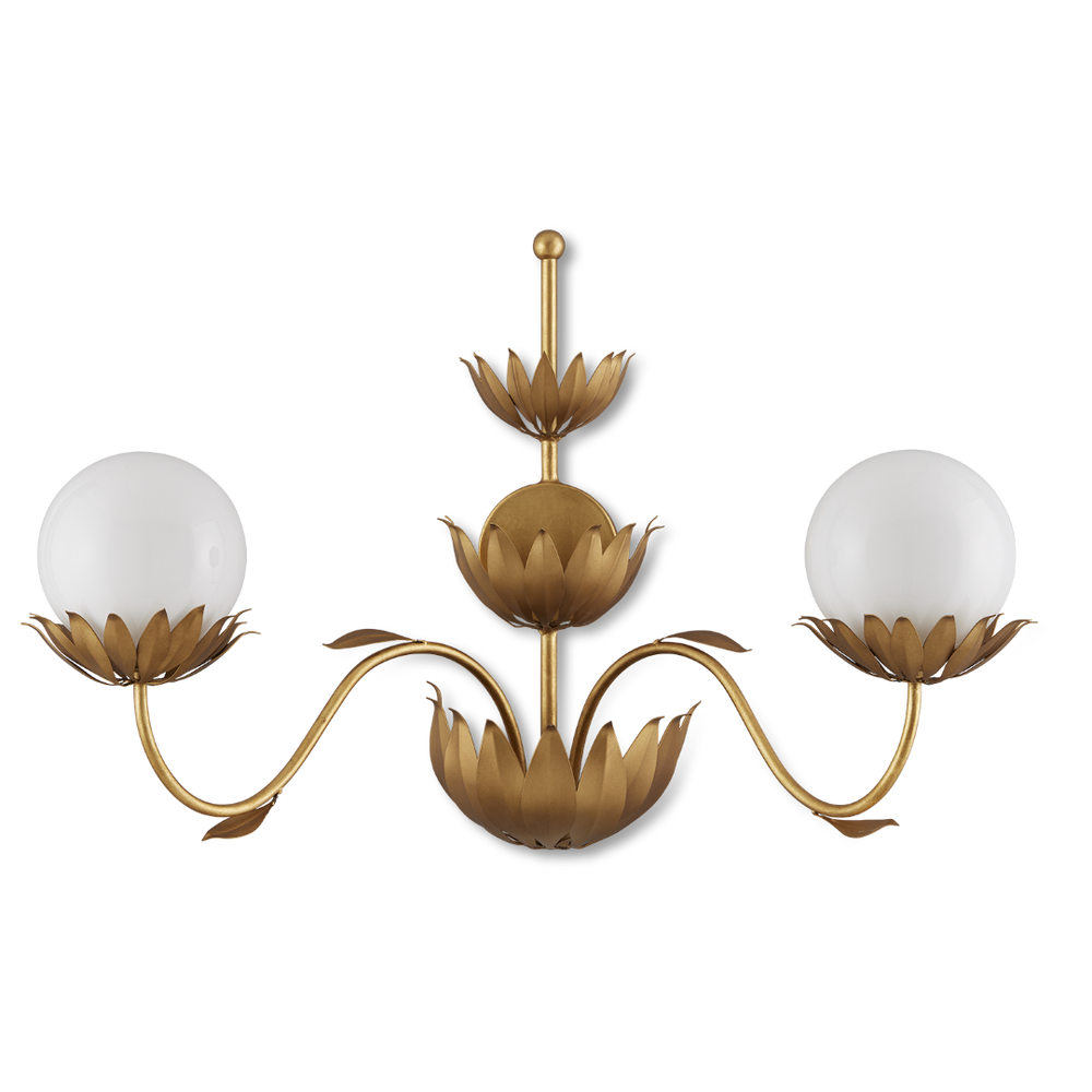 Mirasole Gold Wall Sconce - Nostalgic Ice Cream Parlor Design with Elegant Gold Leaf Finish