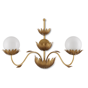 Mirasole Gold Wall Sconce - Nostalgic Ice Cream Parlor Design with Elegant Gold Leaf Finish