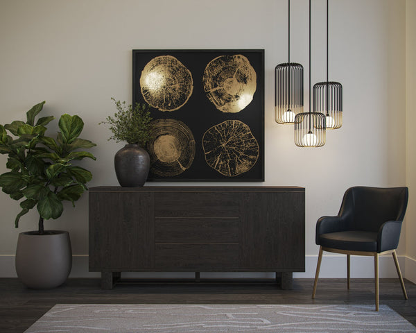 Sunpan Circa Pendant Light - Stunning Industrial Art Deco Design with Misted Glass and Brass Accents Small - 10.5W x 10.5D x 48H