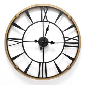 Homeroots Round Metal  Wood Frame Columbus  Wall Clock  Metal 373143
