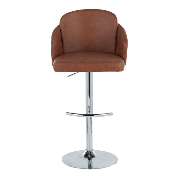English Elm Fixed-height Swivel Counter Stools with Faux Leather Seats and Chrome Footrest Set of 2 Camel B202S02177
