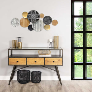 Homeroots Boho Decorative Metal & Wood Wall Plates - Stunning 3d Layered Art For Unique Home Accents  Metal 373169