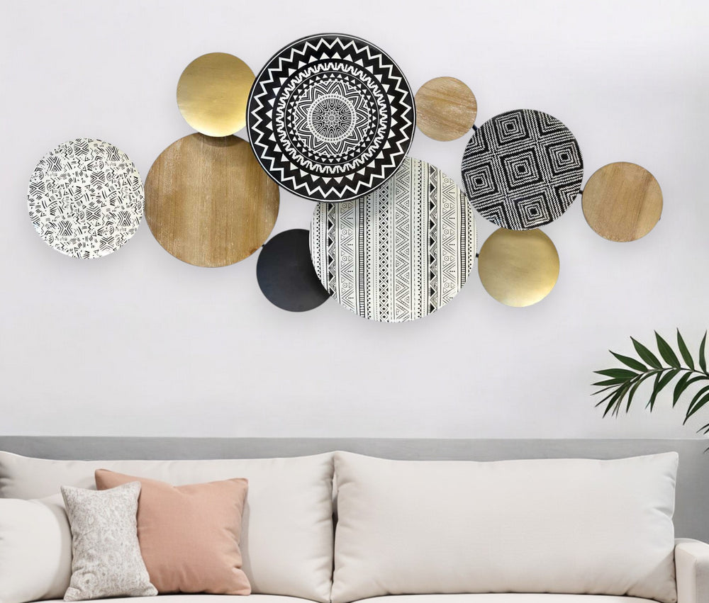 Homeroots Boho Decorative Metal & Wood Wall Plates - Stunning 3d Layered Art For Unique Home Accents  Metal 373169