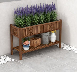 English Elm Outdoor Raised Planter Box with Drainage Reservoir for Herbs Vegetables Balcony T3971P422332