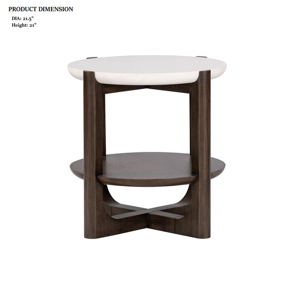 English Elm Transitional Ornate 2-Piece Living Room Table Set with Marble-Style Tops, Carved Cabriole Legs, Gold Accents Dark Walnut 46 L x 46 W x 6 H B2741S00695