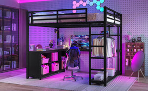 English Elm Metal Twin Xl Loft Bed with L Shaped Desk Wardrobe and Storage for Teens W1580S00417