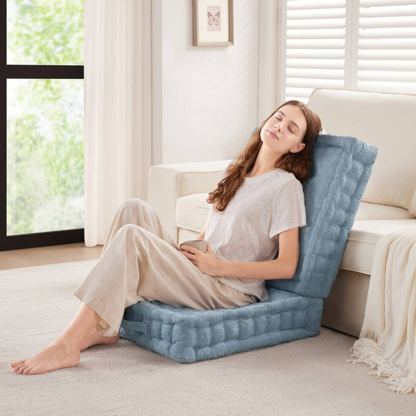 English Elm Poly Chenille Square Floor Pillow Cushion Plush 24x24 Inch Soft Polyester Seat Pad for Cozy Living Spaces Aqua Blue 3.22 L x 23.03 W x 12.8 H B035P280523