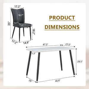 English Elm Table and Chair Set Rectangular Tempered Glass Top with 4 Black Pu Leather Seats W1151S04628
