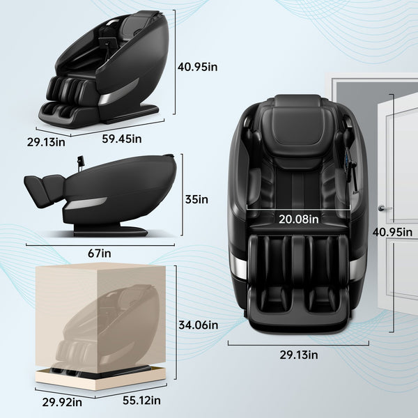 English Elm 2024 Massage Chair MC-612 Full-Body Shiatsu Recliner with 3D Rollers, 24 Airbags, Heat, Bluetooth W2561P182929