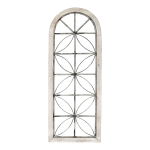 Homeroots Distressed White Metal & Wood Window Panel  Metal 373420