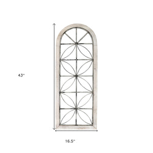 Homeroots Distressed White Metal & Wood Window Panel  Metal 373420