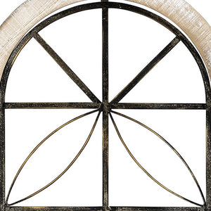 Homeroots Distressed White Metal & Wood Window Panel  Metal 373420