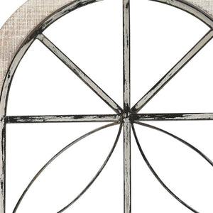 Homeroots Distressed White Metal & Wood Window Panel  Metal 373420