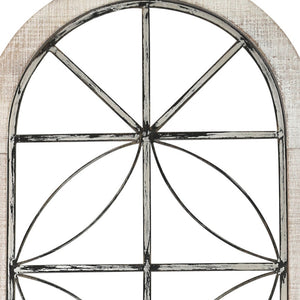 Homeroots Distressed White Metal & Wood Window Panel  Metal 373420