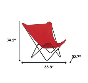 Homeroots 36" Red And Chrome Outdoor Camping Chair Color Steel 373463