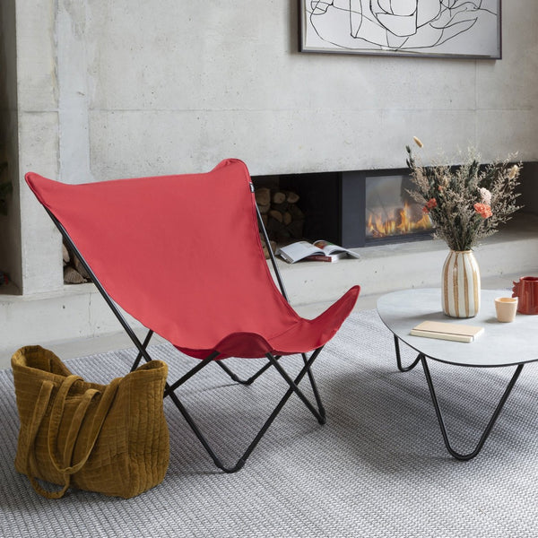 HomeRoots 36" Red and Chrome Outdoor Camping Chair - Durable, Lightweight Design for Ultimate Comfort Anywhere Color 373463