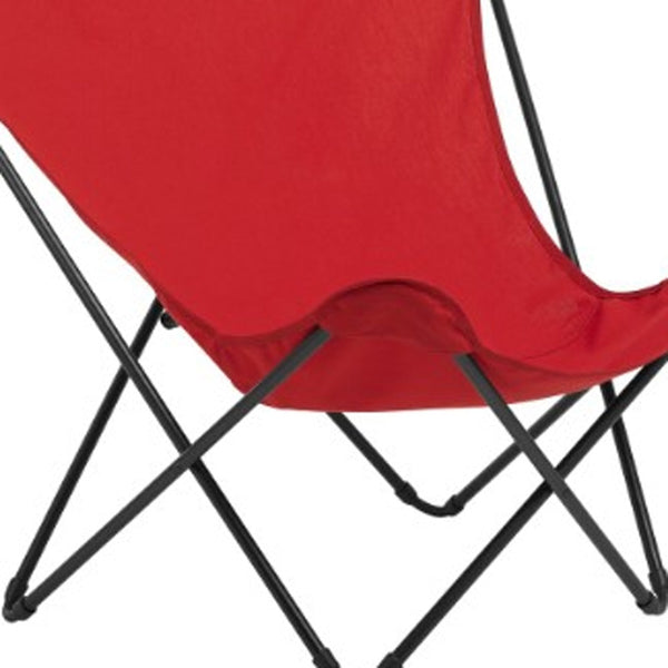 Homeroots 36" Red And Chrome Outdoor Camping Chair Color Steel 373463