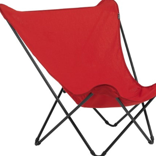Homeroots 36" Red And Chrome Outdoor Camping Chair Color Steel 373463