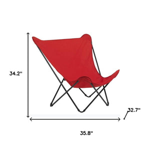 HomeRoots 36" Red and Chrome Outdoor Camping Chair - Durable, Lightweight Design for Ultimate Comfort Anywhere Color 373463