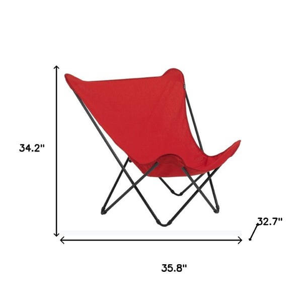 HomeRoots 36" Red and Chrome Outdoor Camping Chair - Durable, Lightweight Design for Ultimate Comfort Anywhere Color 373463