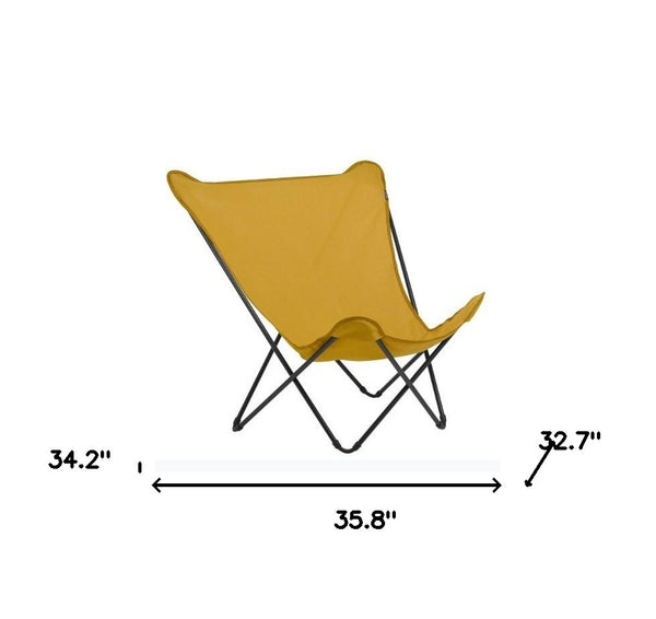 Homeroots 36" Yellow And Stainless Steel Metal Outdoor Camping Chair Garace Steel,Fabric 373464