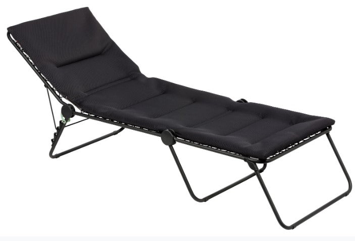 Homeroots 28" Black And Steel Outdoor Chaise Lounge With Black Cushion  Steel 373468