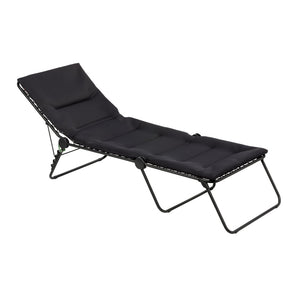 HomeRoots 28" Black Steel Outdoor Chaise Lounge with Adjustable Recline, Cushioned Comfort & Easy Storage 373468