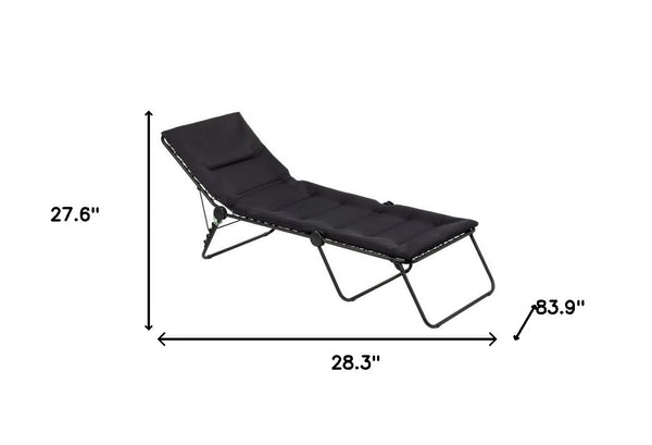 Homeroots 28" Black And Steel Outdoor Chaise Lounge With Black Cushion  Steel 373468