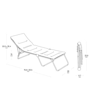 HomeRoots 28" Black Steel Outdoor Chaise Lounge with Adjustable Recline, Cushioned Comfort & Easy Storage 373468