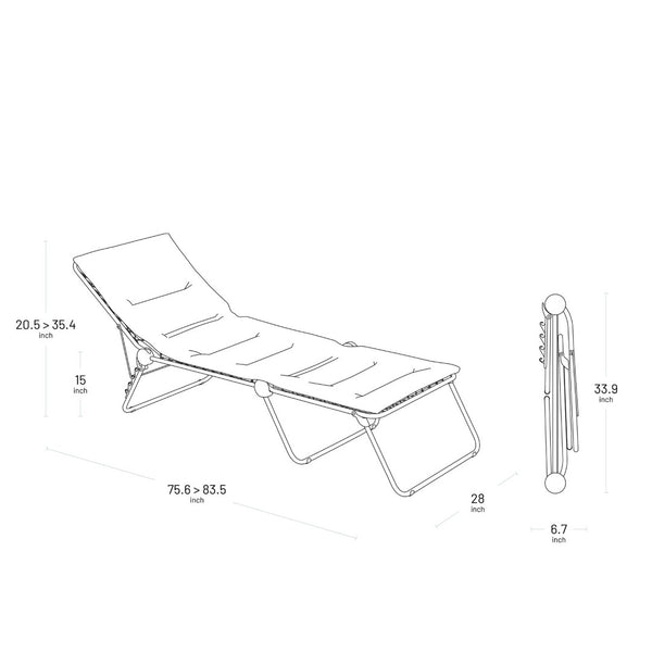 HomeRoots 28" Black Steel Outdoor Chaise Lounge with Adjustable Recline, Cushioned Comfort & Easy Storage 373468