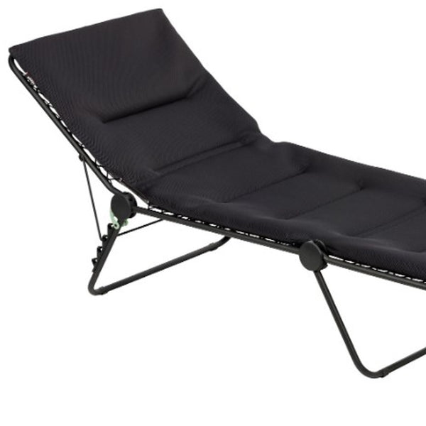 Homeroots 28" Black And Steel Outdoor Chaise Lounge With Black Cushion  Steel 373468