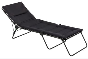 Homeroots 28" Black And Steel Outdoor Chaise Lounge With Black Cushion  Steel 373468