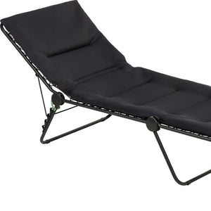 HomeRoots 28" Black Steel Outdoor Chaise Lounge with Adjustable Recline, Cushioned Comfort & Easy Storage 373468