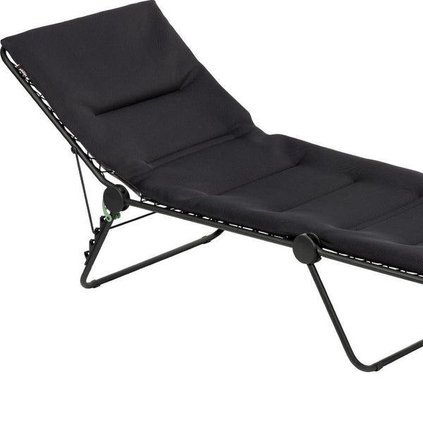 HomeRoots 28" Black Steel Outdoor Chaise Lounge with Adjustable Recline, Cushioned Comfort & Easy Storage 373468