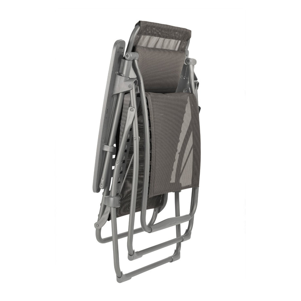 HomeRoots 28" Graphite Metal Zero Gravity Recliner Chair with Cushioned Comfort for Ultimate Outdoor Relaxation 373469