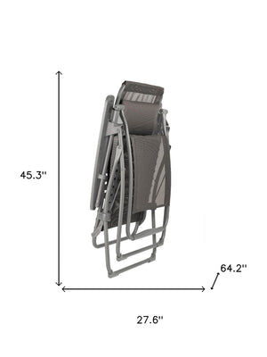 HomeRoots 28" Graphite Metal Zero Gravity Recliner Chair with Cushioned Comfort for Ultimate Outdoor Relaxation 373469