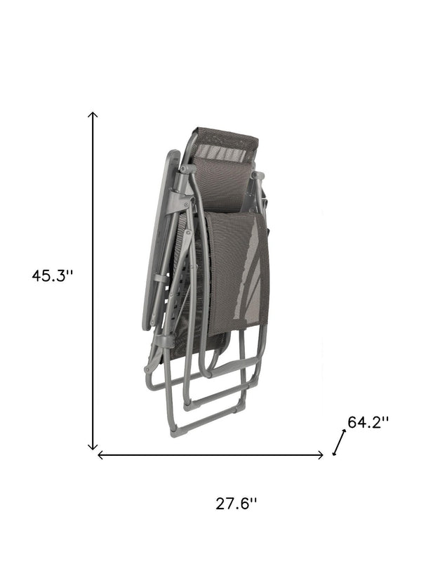 HomeRoots 28" Graphite Metal Zero Gravity Recliner Chair with Cushioned Comfort for Ultimate Outdoor Relaxation 373469