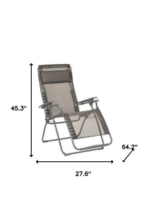 Homeroots 28" Graphite Metal Outdoor Zero Gravity Chair With Graphite Cushion  Metal 373469