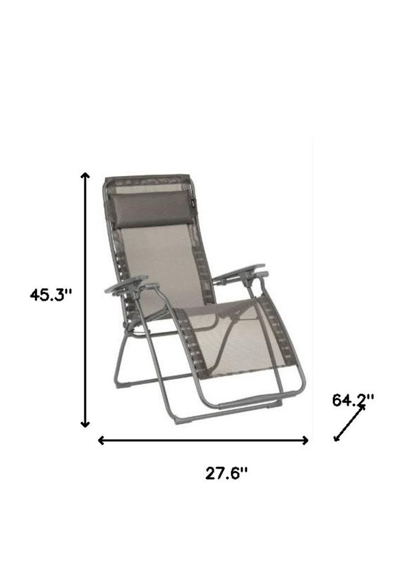 Homeroots 28" Graphite Metal Outdoor Zero Gravity Chair With Graphite Cushion  Metal 373469