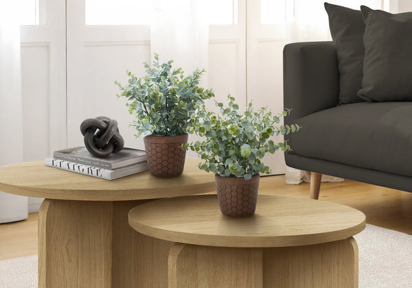 English Elm Artificial Succulent Set of 2 in Chrome Pots — Lifelike 7" Faux Plants with Pebble Top Dressings, No Maintenance Green 14 L x 12 W x 7 H B2710P287115