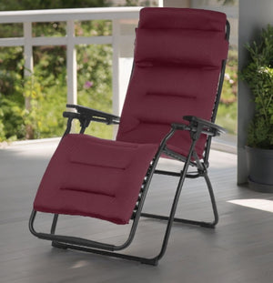 Homeroots 28" Red Steel Outdoor Zero Gravity Chair With Red Cushion  Metal 373471