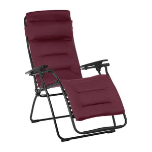 HomeRoots 28" Red Steel Zero Gravity Chair – Effortless Comfort with Detachable Cushion for Indoor and Outdoor Use 373471
