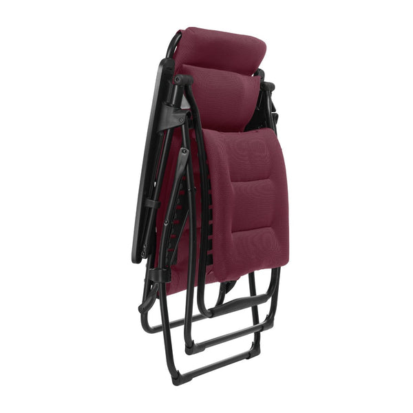 HomeRoots 28" Red Steel Zero Gravity Chair – Effortless Comfort with Detachable Cushion for Indoor and Outdoor Use 373471