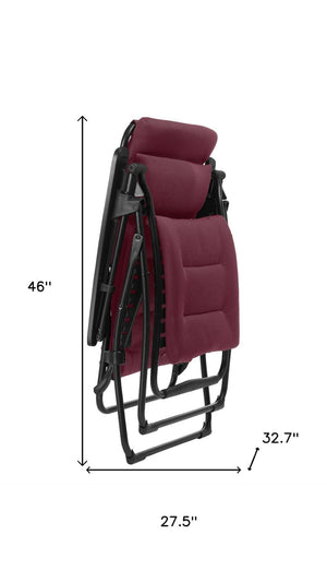 HomeRoots 28" Red Steel Zero Gravity Chair – Effortless Comfort with Detachable Cushion for Indoor and Outdoor Use 373471