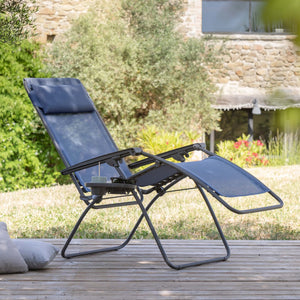 HomeRoots 27" Blue Zero Gravity Chair for Ultimate Outdoor Relaxation – Ergonomic Support & Stylish Design Ocean 373472