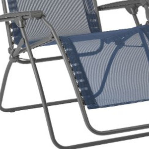 Homeroots 27" Blue Metal Outdoor Zero Gravity Chair With Blue Cushion Ocean Metal 373472